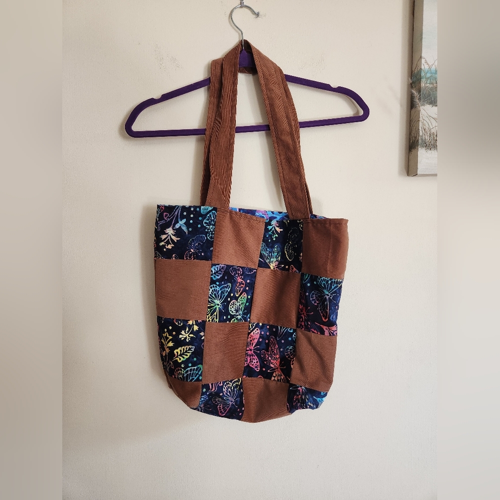 Butterfly Tote Bag Handmade Corduroy NEW
